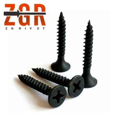 Black Fine Thread Gypsum Screw 3.5x25mm For Wood&steel Keels